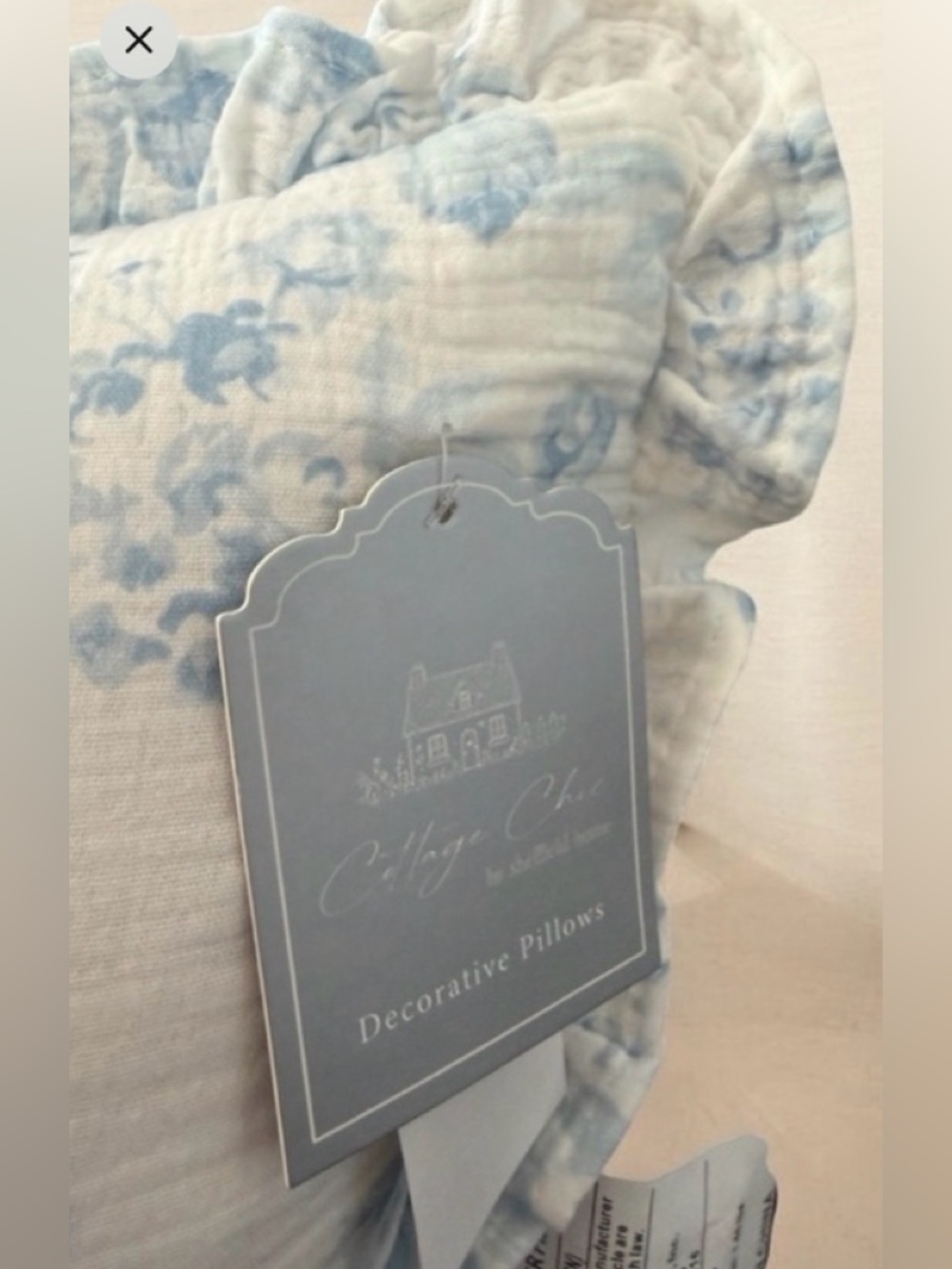 Coquette Fancy Blue Floral Ruffle Pillow - Decorative Accent ~ Charming - Picture 12 of 12